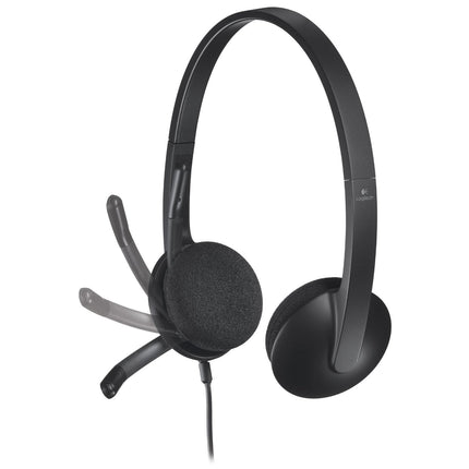Logitech H340 USB Headset, Plug And Play, Noise Cancelling Microphone, USB Type A, Adjustable Headband - Black