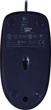 Logitech M90 Wired Mouse, Ambidextrous Design, Optical Tracking, Corded - Black