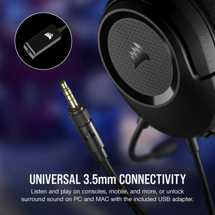 Corsair HS35 SURROUND v2 Multiplatform Wired Gaming Headset for PC, PS5, Xbox & Mobile - Black
