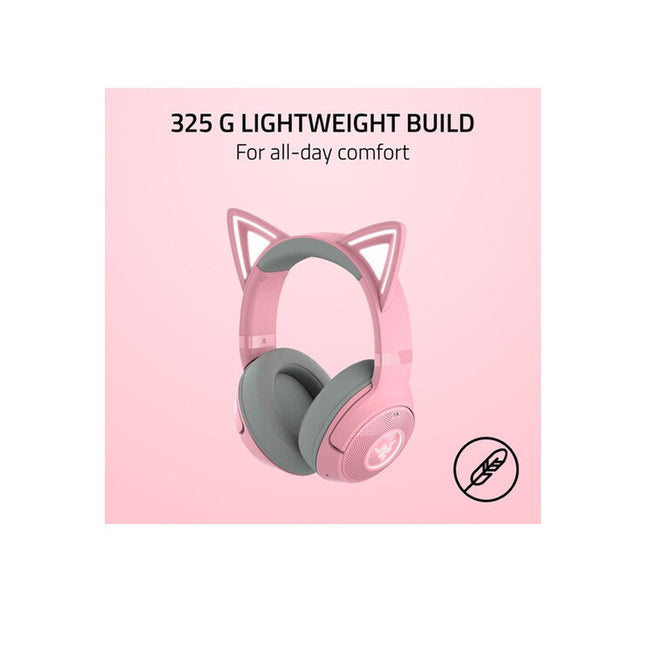 Razer Kraken Kitty V2 Wireless Bluetooth RGB Gaming Headset with Kitty Ears - Quartz