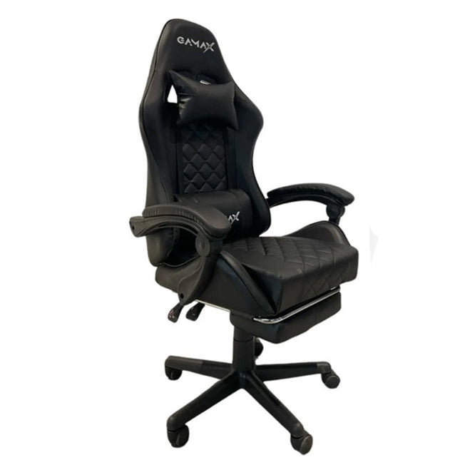 Gamax Gaming Chair Model 1-LT001L with Linkage Function Armrest & Retractable Footrest - Black