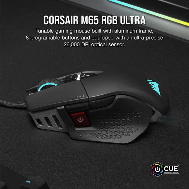 Corsair M65 RGB Wired Ultra Tunable FPS Gaming Mouse - Black