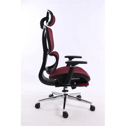 Black Bull Mesh Office and Gaming Chair with Footrest  - Black / Red