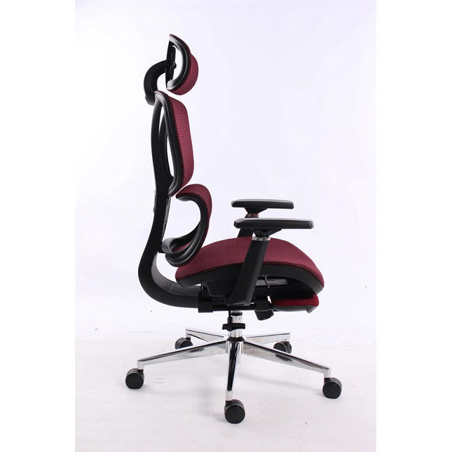 Black Bull Mesh Office and Gaming Chair with Footrest  - Black / Red