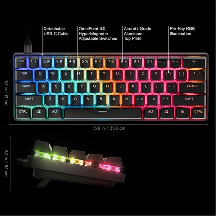 SteelSeries Apex Pro Mini Gen 3 Wired RGB Magnetic Switch Mechanical Gaming Keyboard - Black (US Layout)