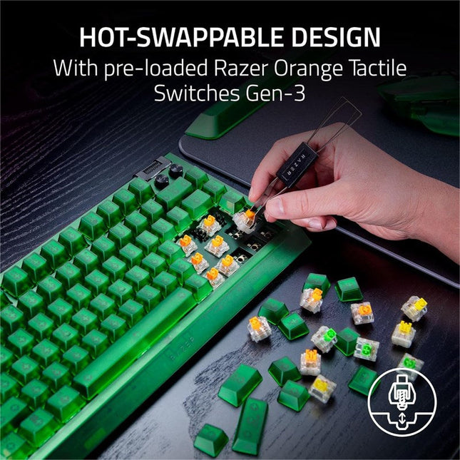 Razer BlackWidow V4 75% Hot-Swappable Wired Mechanical Gaming Keyboard - Phantom Green Edition