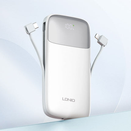 LDNIO PQ19 10000mAh Slim Power Bank with Build in Cable