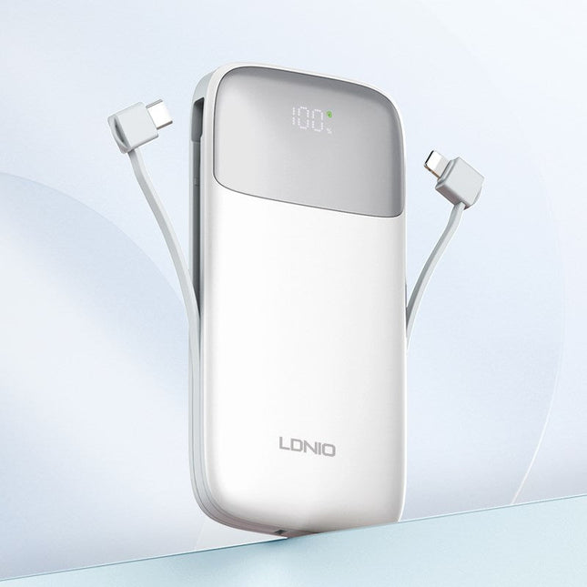 LDNIO PQ19 10000mAh Slim Power Bank with Build in Cable