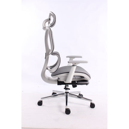 Black Bull Mesh Office and Gaming Chair with Footrest  - White / Grey
