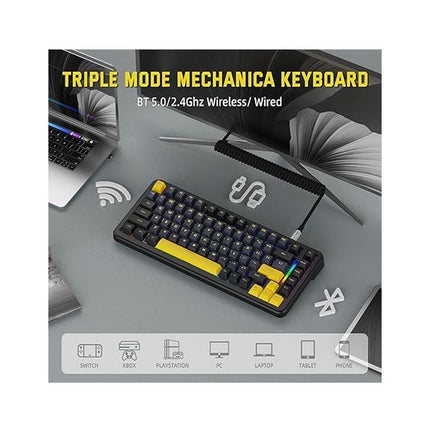 ATTACK SHARK M86 Tri-Mode  (USB-C/2.4G Wireless/Bluetooth) 75% ANSI Layout Gasket Mechanical Keyboard - Black