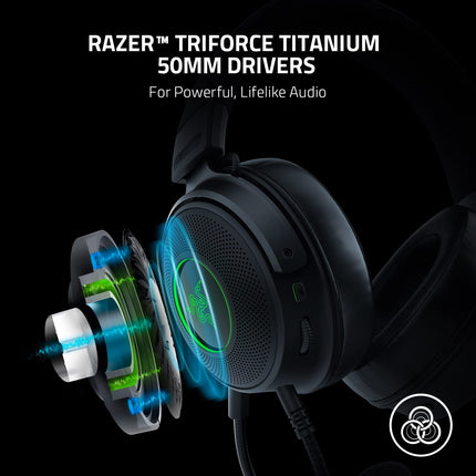 Razer Kraken V3 HyperSense Wired USB Gaming Headset with Haptic Technology - Black