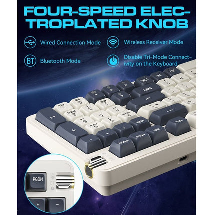 DarkFlash DF98 RGB Wireless (3-Modes BT/2.4GHz/USB-C) Gasket RGB (Linear Yellow Switch) Mechanical Gaming Keyboard - Twilight