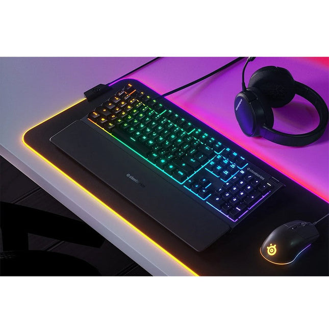 SteelSeries Apex 3 Water Resistant Whisper Quiet Keyboard with RGB Lighting Gaming Keyboard - Black (Arabic layout)