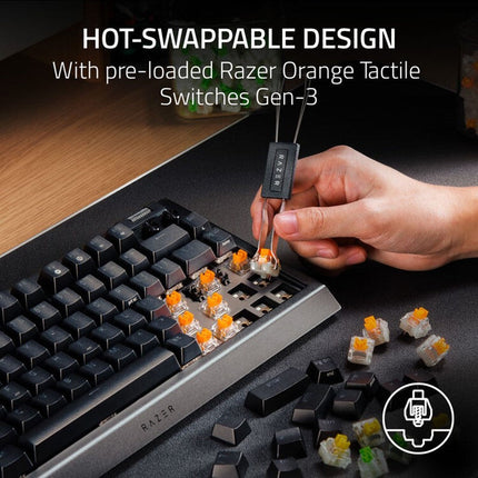 Razer BlackWidow V4 75% Mechanical Gaming Keyboard, Orange Tactile Switches - Black