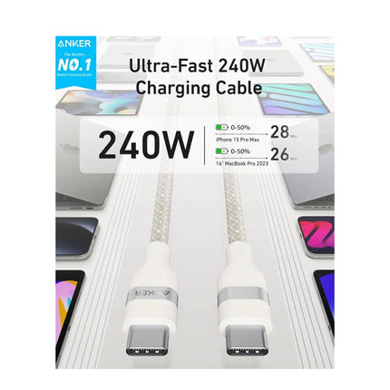 Anker USB-C to USB-C Cable 240 W (Upcycled-Braided) - White