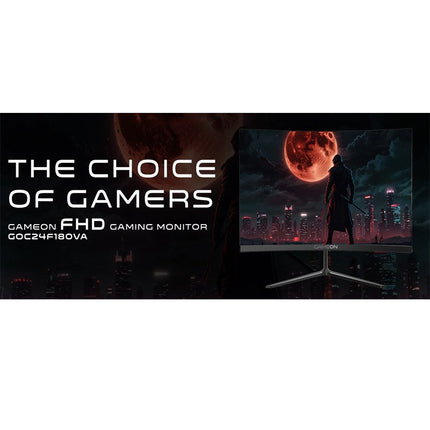 GAMEON GOC24F180VA 24" FHD, 180 Hz, MPRT 0.5 ms, HDMI 2.1, VA Panel Curved Gaming Monitor
