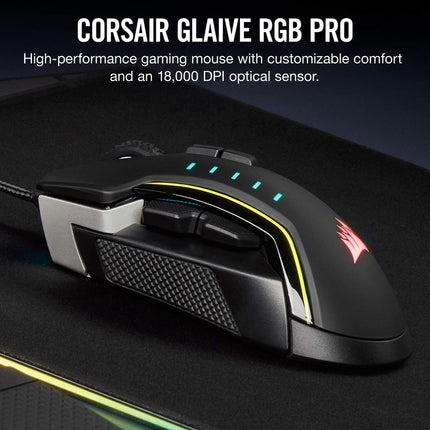 Corsair GLAIVE RGB PRO, Aluminium, Optical 18000 DPI Gaming Mouse