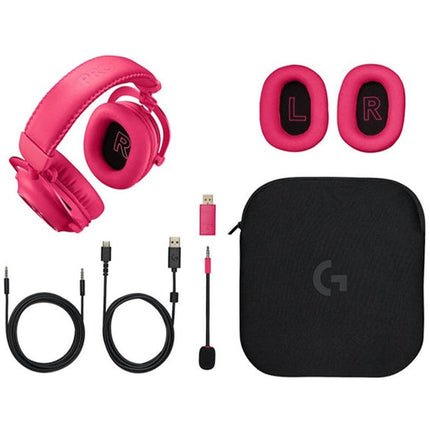Logitech PRO X 2 Lightspeed Wireless Gaming Headset - Magenta + Logitech G PRO X 60 LIGHTSPEED Wireless RGB Mechanical Gaming Keyboard, Optical Tactile Switch - Magenta (US Layout)