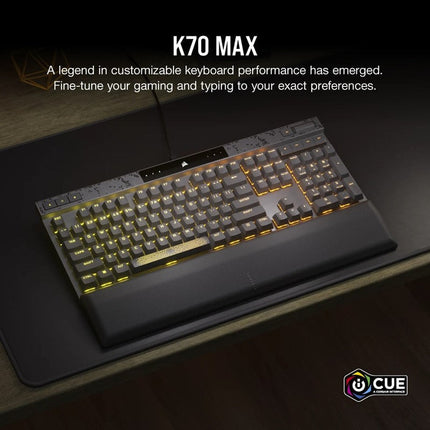 Corsair K70 MAX RGB Magnetic-Mechanical Gaming Keyboard, Adjustable CORSAIR MGX Switches - Black