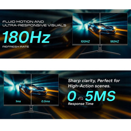 GAMEON GOAE24QHD180IPS Pro Series 23.8” QHD 180HZ, MPRT 0.5ms, HDMI 2.1, Fast IPS Gaming Monitor (Supports PS5) - Black