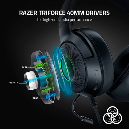 Razer Kraken V3 X USB Wired RGB Gaming Headset - Black
