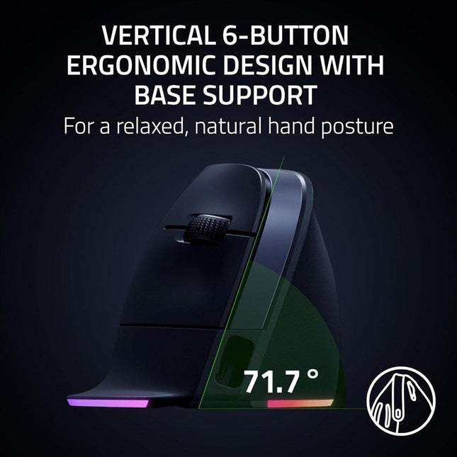 Razer Pro Click V2 Vertical Right-handed Vertical Ergonomic Wireless Mouse - Black