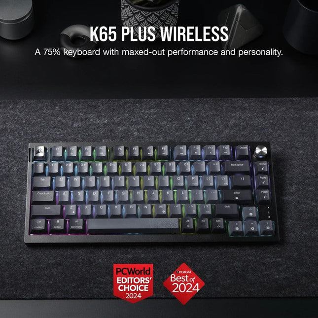 Corsair K65 PLUS WIRELESS 75% RGB Mechanical Gaming Keyboard, CORSAIR MLX Red Switch - Midnight Grey