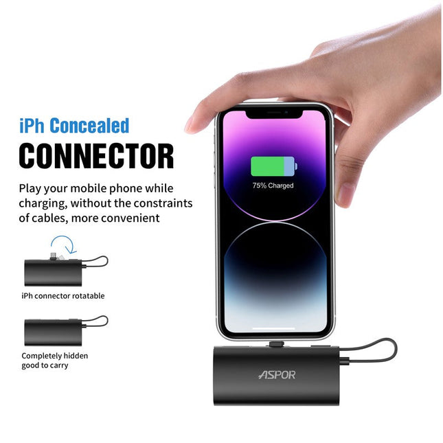 Aspor 22.5W Mini 5000mAh Power Bank - Black