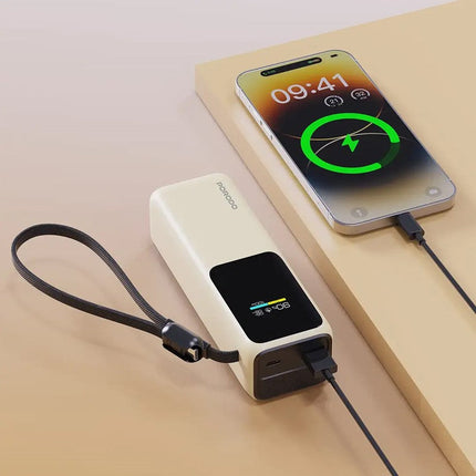 Porodo 20,000mAh Power Bank, 100W PD, with Built-In Type-C Cable