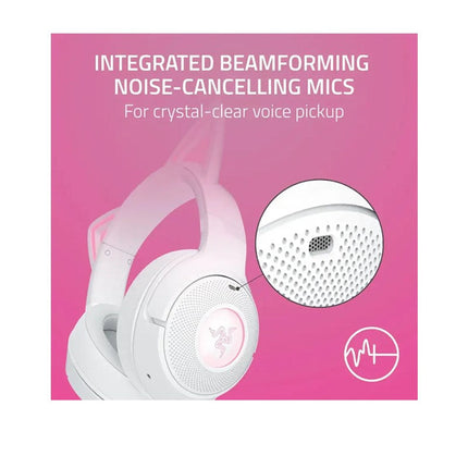 Razer Kraken Kitty V2 Wireless Bluetooth RGB Gaming Headset with Kitty Ears - White