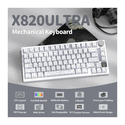 ATTACK SHARK X820 Ultra Wireless Tri-Mode (2.4G + Type-C + Bluetooth) Gasket Mechanical Keyboard