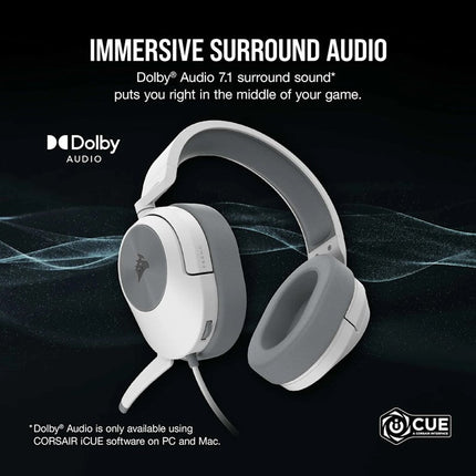 Corsair HS55 SURROUND Wired Gaming Headset for PC, PS5, Xbox & Mobile - White