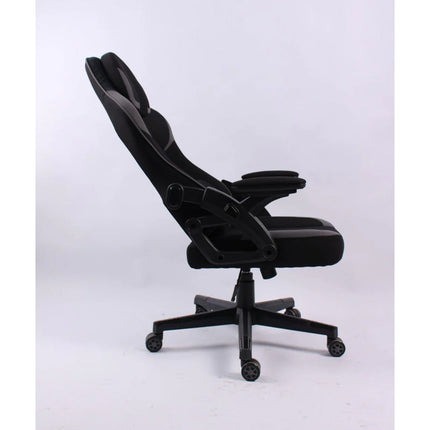 Black Bull Gaming Chair With Headrest Up & Down Slide Adjustable and Moveable Armrest, Fabric