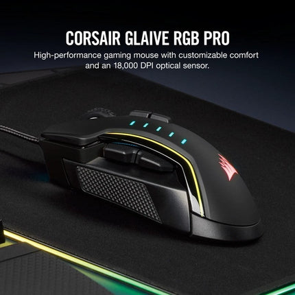 Corsair GLAIVE RGB PRO Wired Gaming Mouse - Aluminum