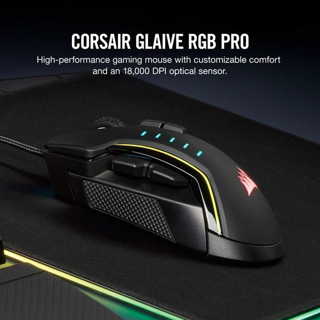 Corsair GLAIVE RGB PRO Wired Gaming Mouse - Aluminum
