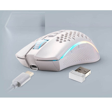 Redragon M808-KS Storm Pro Dual Mode Wired & Wireless RGB Gaming Mouse - White