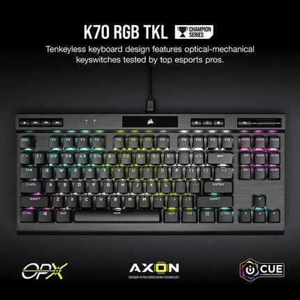 Corsair K70 TKL CHAMPION SERIES Wired RGB Optical-Mechanical Gaming Keyboard - Black