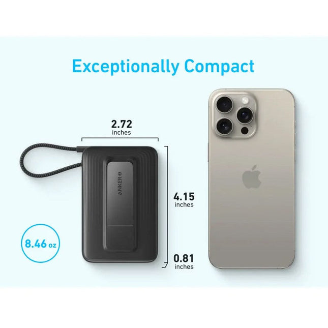 Anker Zolo Wireless Power Bank (10K, 30W, Built-In USB-C Cable) - Black