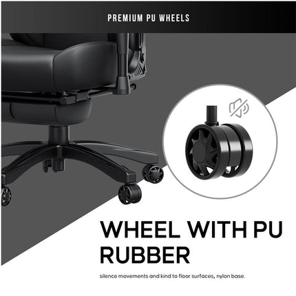Andaseat Luna Pro with Footrest, Large Gaming Chair, PVC Leather