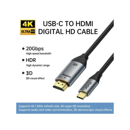 Aspor HDR HDMI to Type-C Cable (2 M)
