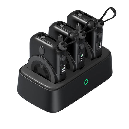 3 in 1 Mini 10000mAh Portable Wireless Power Bank Station - Black