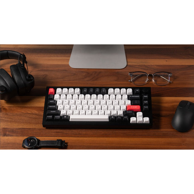 Keychron Q1 HE 75% RGB Backlight Swappable Fully Assembled Knob, QMK Wireless Mechanical Gaming Keyboard (Gateron Double-Rail Magnetic Nebula Switch) - Carbon Black - English/Arabic Keyboard