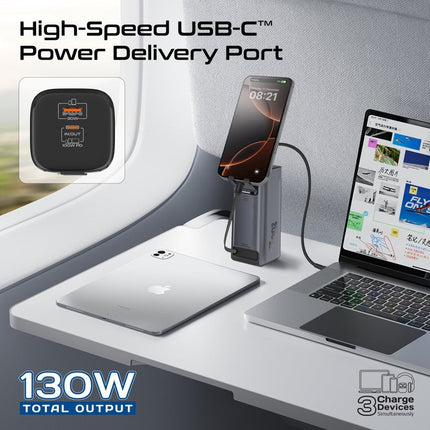 Promate 20000mAh 130W Aluminum Crafted Power Bank with Retractable USB-C Cable