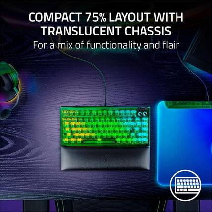 Razer BlackWidow V4 75% Hot-Swappable Wired Mechanical Gaming Keyboard - Phantom Green Edition