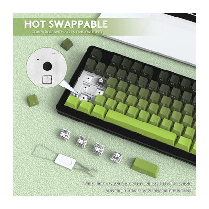 ATTACK SHARK M87PRO Wireless Mechanical Keyboard with Side Printed PBT Keycaps - Gradient Green
