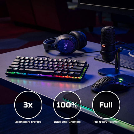 HyperX Alloy Origins 60 Mechanical RGB Wired Gaming Keyboard, HX Red (US Layout) - Black