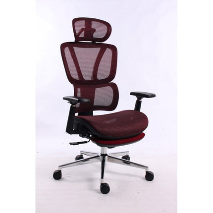 Black Bull Mesh Office and Gaming Chair with Footrest  - Black / Red