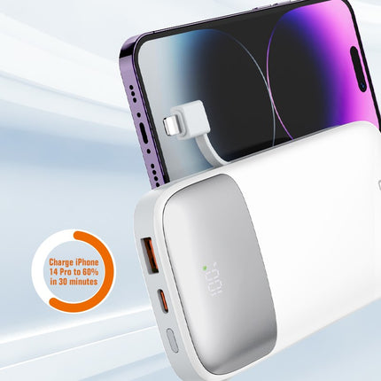 LDNIO PQ19 10000mAh Slim Power Bank with Build in Cable