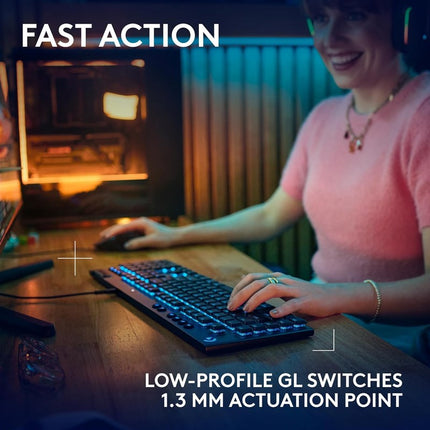 Logitech G915 X Wired Low Profile Mechanical Gaming Keyboard (Tactile Switch) - Black (US Layout)