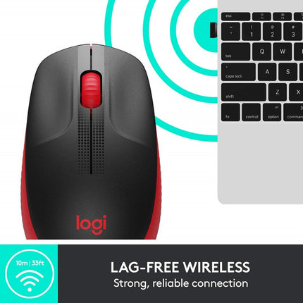 Logitech M190 Full-Size Wireless Mouse - Red
